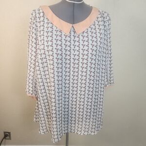 Daniel Rainn Orange White Hummingbird Blouse 3X (5349)